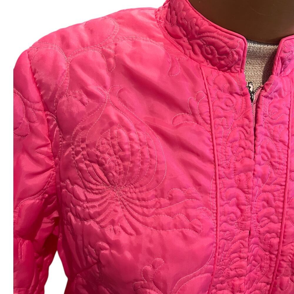 RARE Size Small/Medium 60s Barbara Lee Vintage Womens Midi Robe Quilted Pink - Picture 3 of 6